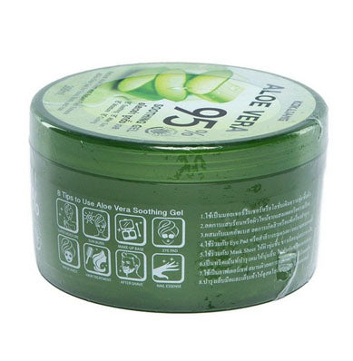 Kokliang Aloe Vera Gel 95% side view green jar container 300g