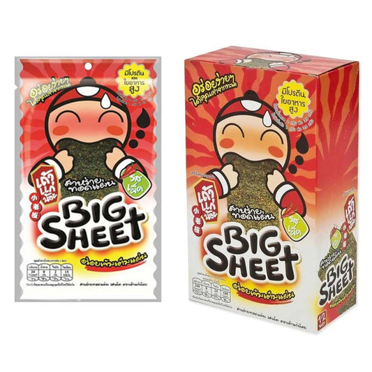 Tao Kae Noi Big Sheet spicy seaweed snack box packaging front and side view