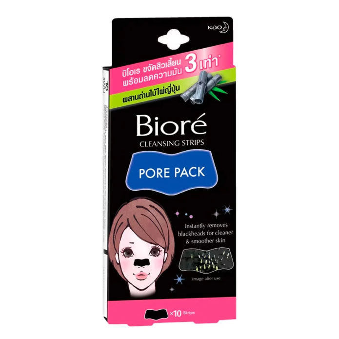 Biore Pore Pack charcoal nose cleansing strips 10 strips front packaging
