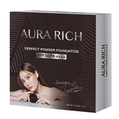Aura Rich Powder Foundation SPF50 PA++++ compact powder box packaging 15g