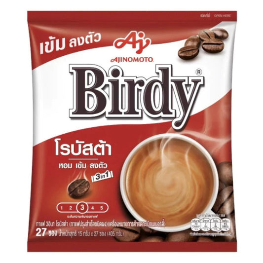Birdy 3in1 Coffee Mix Powder Robusta front packaging with Ajinomoto logo and coffee cup image