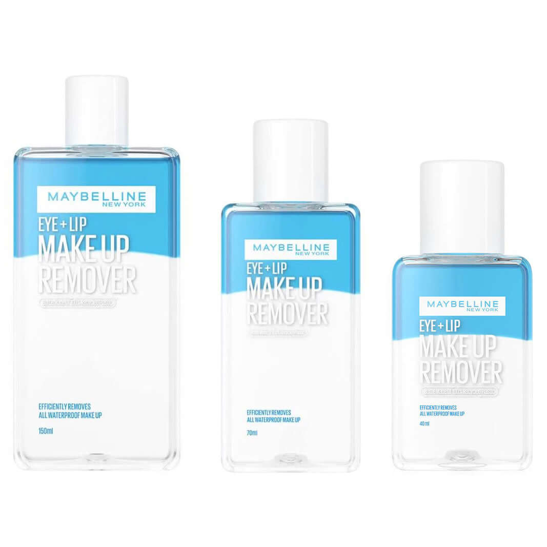 Maybelline Eye Lip Remover waterproof makeup remover product range bottles