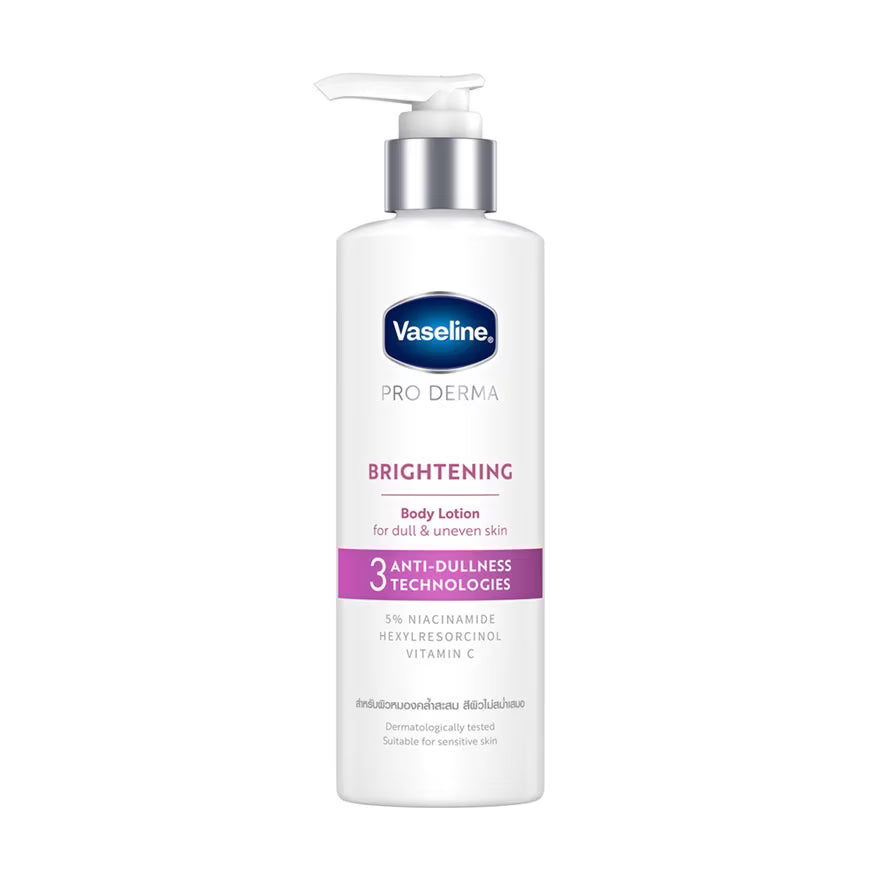 Vaseline Pro Derma Niacinamide Lotion 3 Brightening Body Lotion for dull and uneven skin with 5% niacinamide and vitamin C.