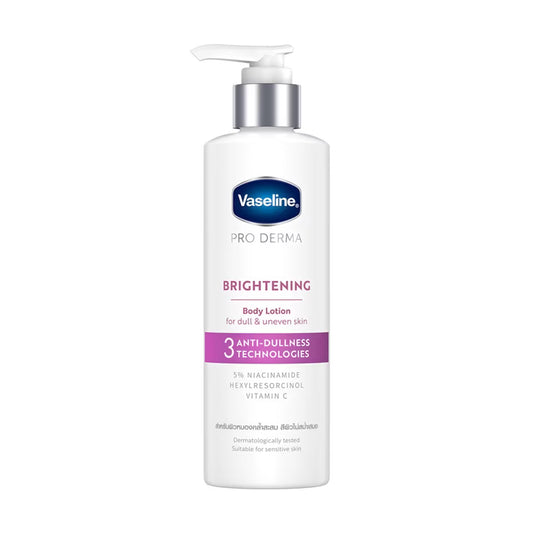 Vaseline Pro Derma Niacinamide Lotion 3 Brightening Body Lotion for dull and uneven skin with 5% niacinamide and vitamin C.