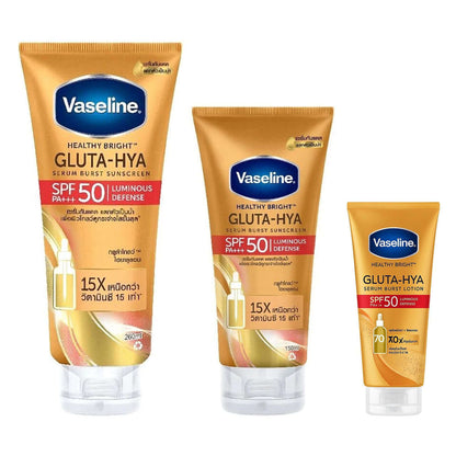 Vaseline Gluta Hya Sunscreen SPF50 PA+++ serum burst sunscreen tubes 50ml 150ml 260ml