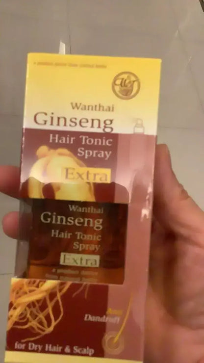 Wanthai Ginseng Hair Tonic Spray Extra herbal hair care bottle close up