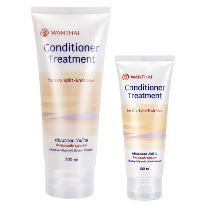 Wanthai Hair Conditioner Treatment for Dry Split-Ends Hair, hydrating formula in 200ml and 100ml tubes.