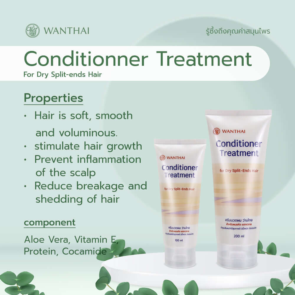 Wanthai Hair Conditioner Treatment for Dry Split Ends Hair, featuring Aloe Vera and a blend of nourishing ingredients.
