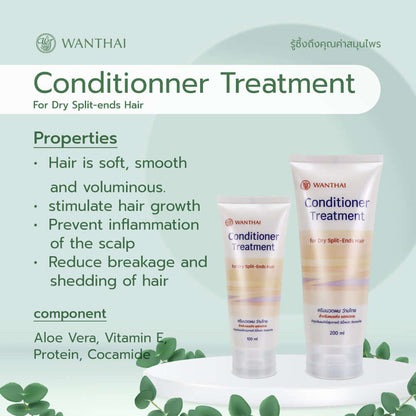 Wanthai Hair Conditioner Treatment for Dry Split Ends Hair, featuring Aloe Vera and a blend of nourishing ingredients.