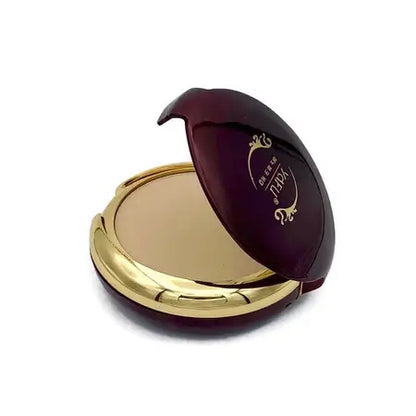 Side view of open Yafu Two Way Cake pressed powder compact container