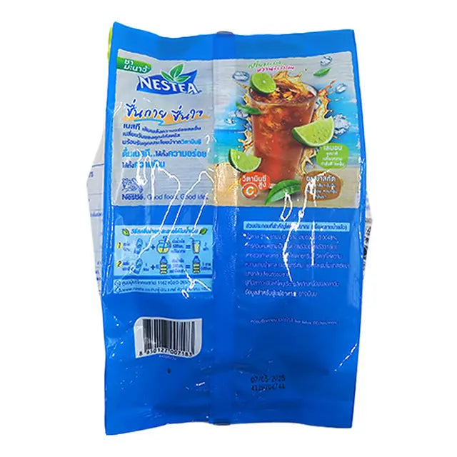 Back side packaging of NESTEA Lemon Iced Tea Mix Powder with product details