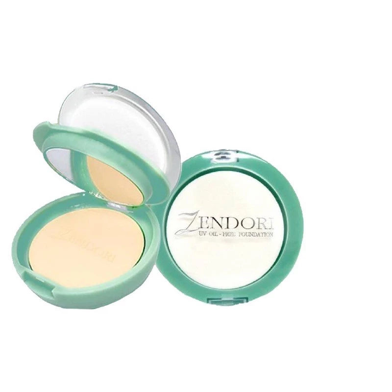 Zendori Oil Free Foundation compact powder with sponge open case