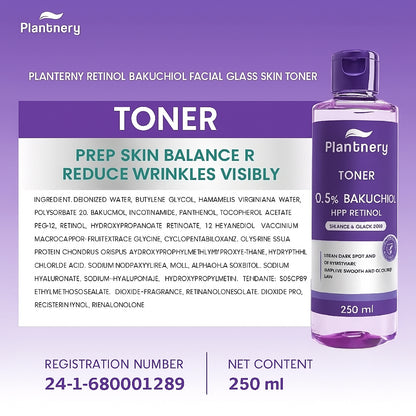250ml Plantnery Toner 0.5 Bakuchiol HPR Retinol Radiant Smooth Face Care