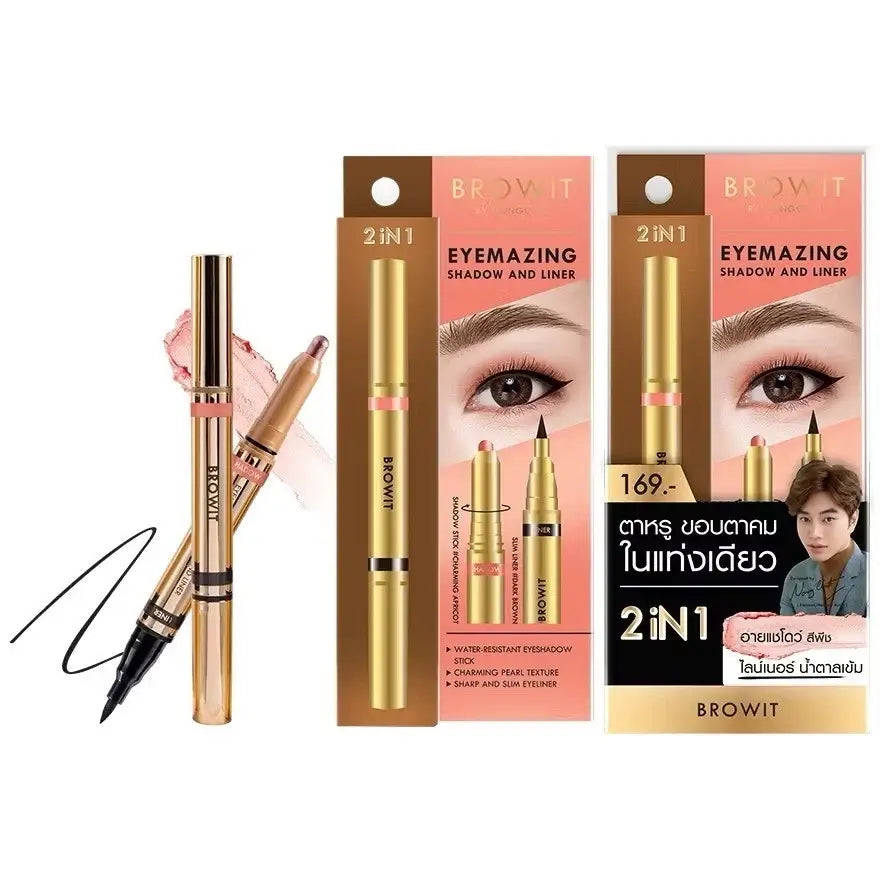 Browit Eyemazing Shadow Liner charming apricot pearl texture eyeshadow and eyeliner