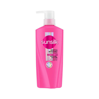Sunsilk Smooth Manageable Conditioner for soft and manageable hair, enriched with keratin and yogurt for everyday hair care.