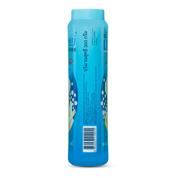 Bhaesaj Cooling Powder Camellia Aroma back view showing product details and barcode