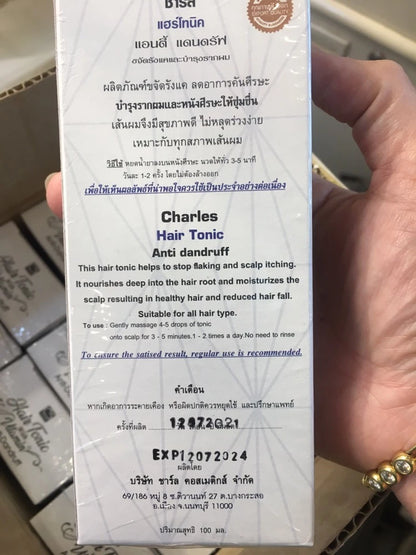 CS Charles Hair Tonic Anti Dandruff back label showing product information