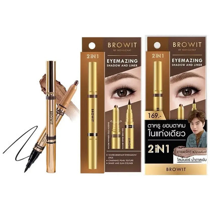 Browit Eyemazing Shadow Liner drama brown shimmer eyeshadow stick with slim liner