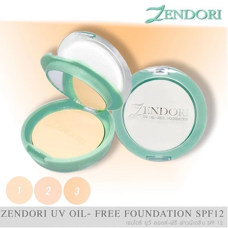 Zendori Oil Free Foundation compact powder set with puff and box