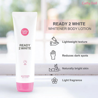 Cathy Doll Ready 2 White body lotion product info card and packaging