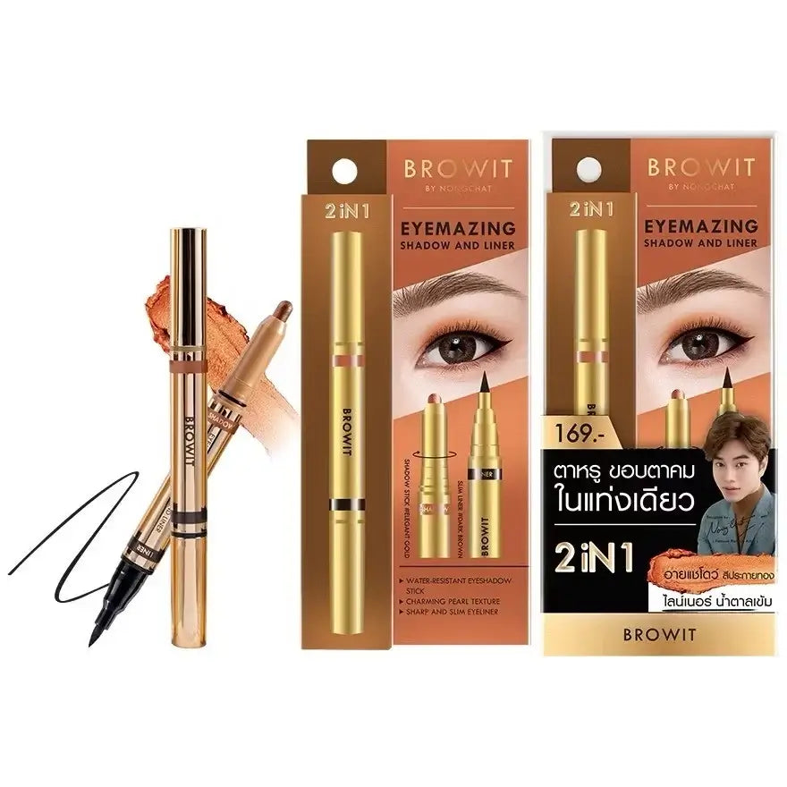 Browit Eyemazing Shadow Liner elegant gold waterproof eyeshadow stick and slim eyeliner set
