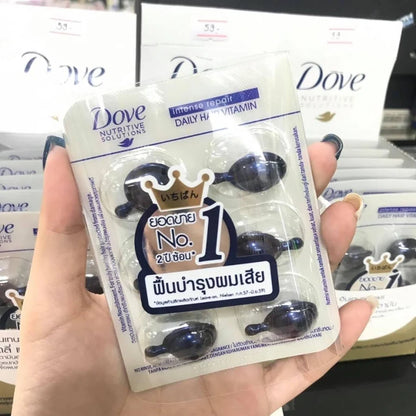 Dove Intense Repair Hair Vitamin packaging pattern and capsule surface