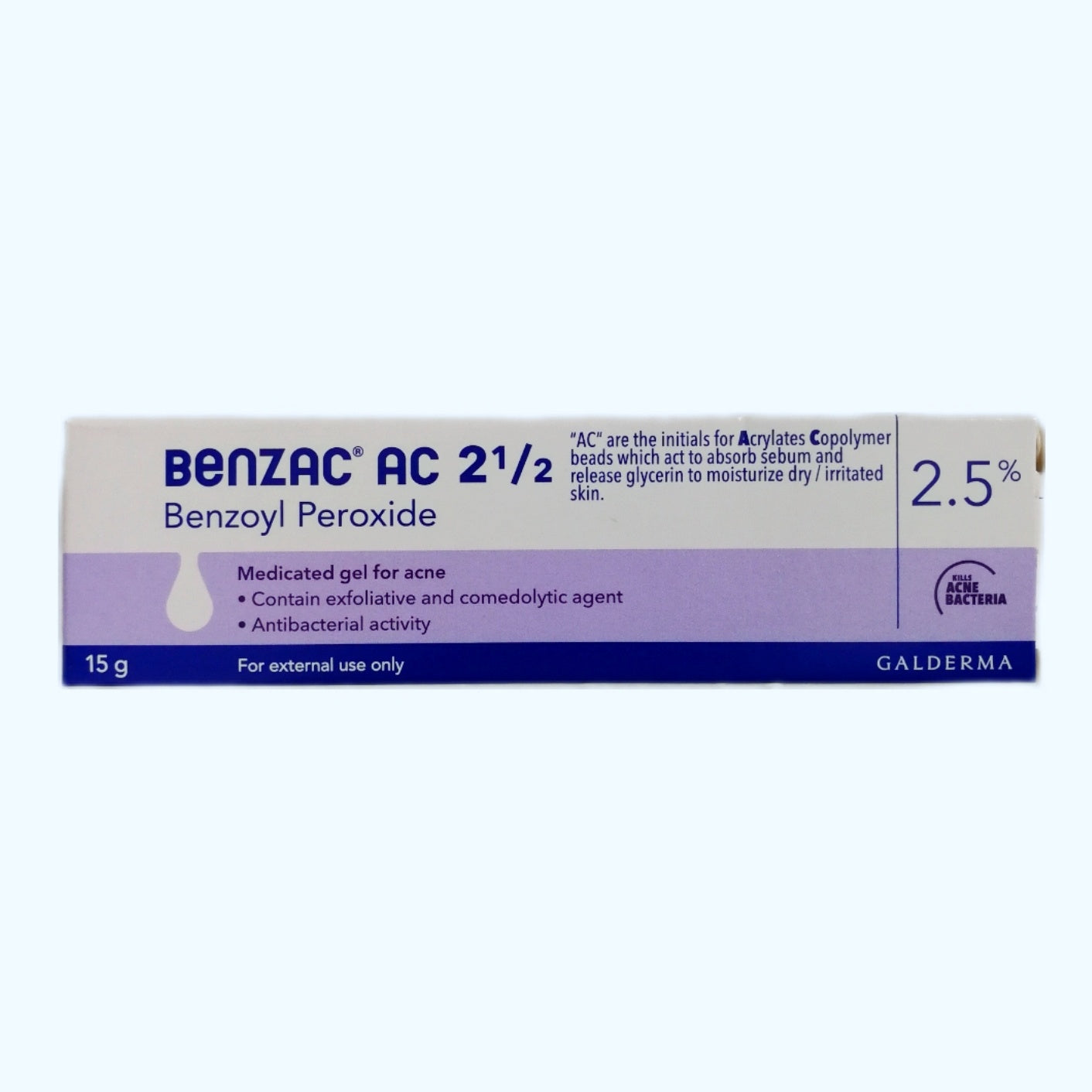 15g Benzac AC 2.5 Benzoyl Peroxide Water Gel Acne Treatment Face Care