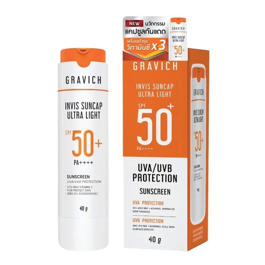 Gravich Invis Suncap Ultra Light Sunscreen SPF50 PA++++ 40g Face Care