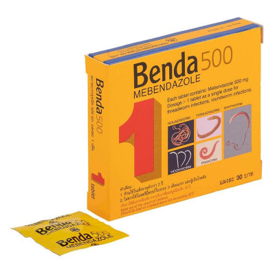 Benda 500 Mebendazole 500mg Killing Threadworm + Roundworm All Worms Infections