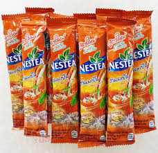 Five orange sachets of Nestea Instant Thai Milk Tea Mix displayed in a row.