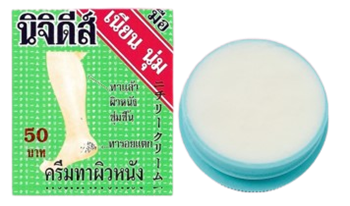 Thai NICHIDI Cracked Skin Cream box with image of a leg and cracked heel next to the cream jar