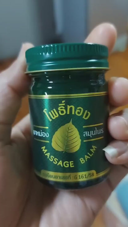 Pho Thong Green Balm 50g Thai Herbal Massage Muscle Pain Insect Relief