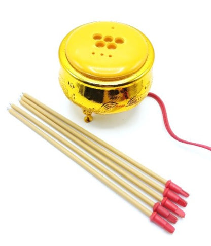 Thai Electric Incense Burner set with illuminated joss sticks and electric holder