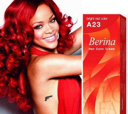 Berina Permanent Hair dye color cream # A23 Bright Red