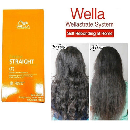 Wella Wellastrate MILD Permanent Hair Straightening Cream Kit with Neutralizer for Colored Hair