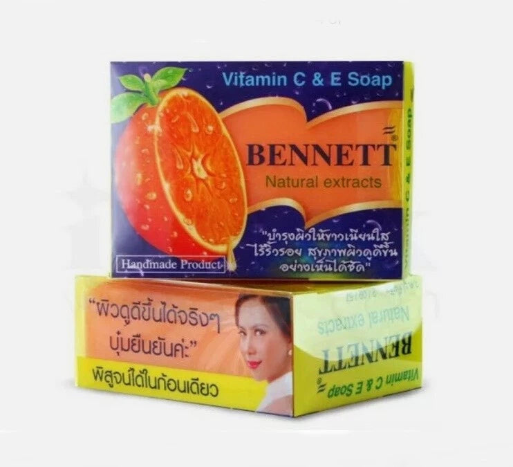 Bennett Vitamin C E Soap retail pack with natural extracts and 130g label