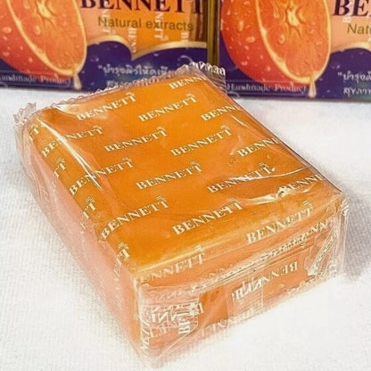 Bennett Vitamin C E Soap unwrapped soap bars showing orange translucent texture