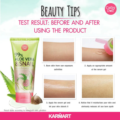 Cathy Doll Aloe Vera Snail Serum Gel 99% Soothing Hydrating Skin Care 60ml