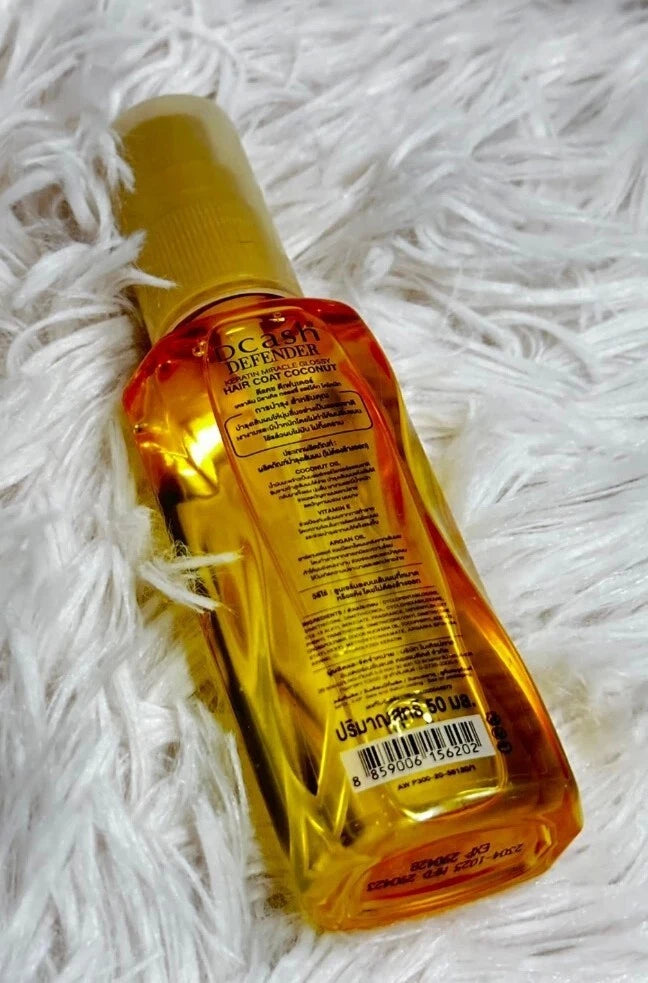 Dcash Defender Hair Coat glossy hair serum coconut bottle angle view