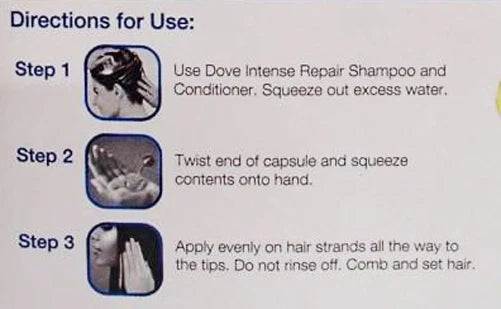 Dove Intense Repair Hair Vitamin sachet front packaging capsules display