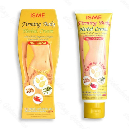 ISME Herbal Hot Cream Body Cream Tube and Box Front View