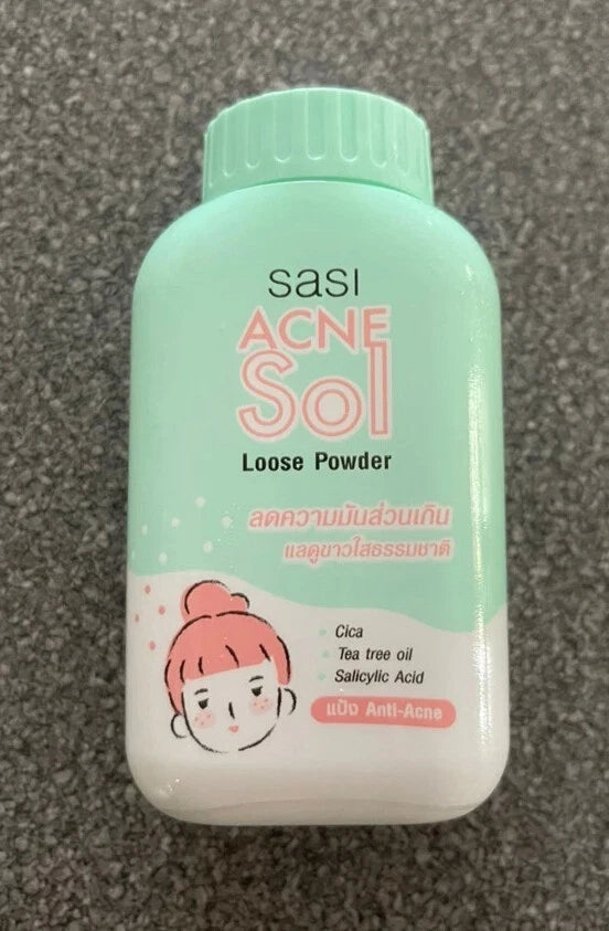 Sasi Acne Sol Loose Powder 50g product bottle isolated view