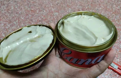 Cana Car Cream Wax red container opened, showing cream wax texture inside