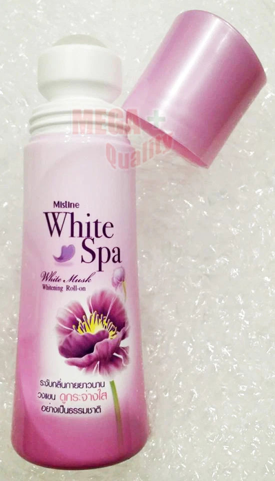 Mistine White Spa Whitening Roll-on Deodorant 100ml angled side view