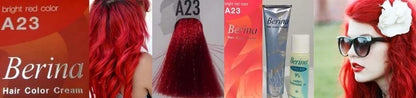 Berina Permanent Hair dye color cream # A23 Bright Red