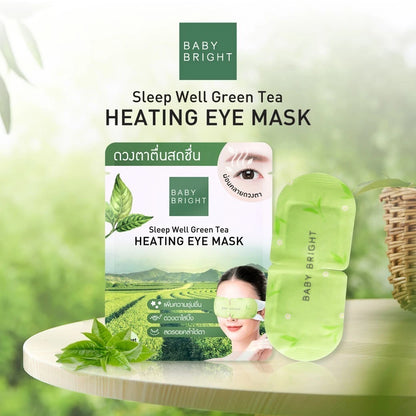 Baby Bright Heating Eye Mask Green Tea lifestyle product image woman wearing mask