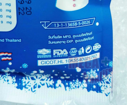 Frozen Collagen 2 in 1 Whitening supplement top seal of product pouch