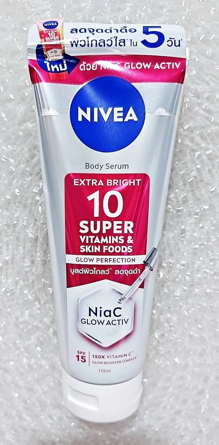 NIVEA Extra Bright Body Serum product tube with cap close up 170ml