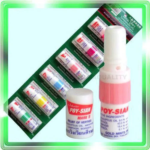  Poy Sian Inhaler Mark II 12 Pack with Pink Cap and Green Background