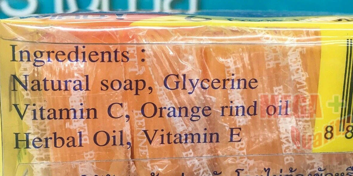 Bennett Vitamin C E Soap back label displaying Thai text and ingredients information